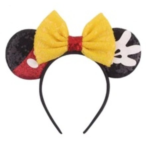 2021 Mickey Mouse Dangly Feet Zipper Bag with Yellow Sequin Minnie Mouse Ears - Picture 3 of 7